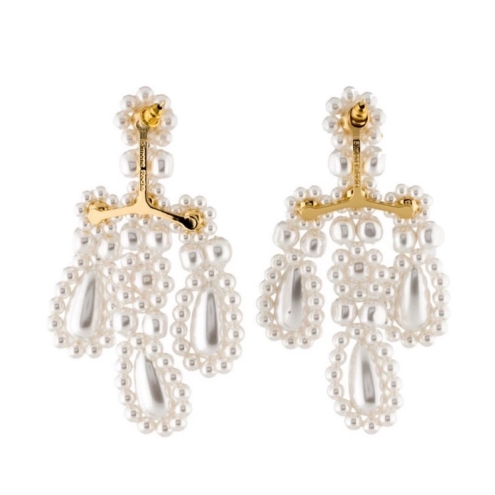 Sold Simone Rocha White Pearls Flower
Drop Earrings - Picture 2 of 4